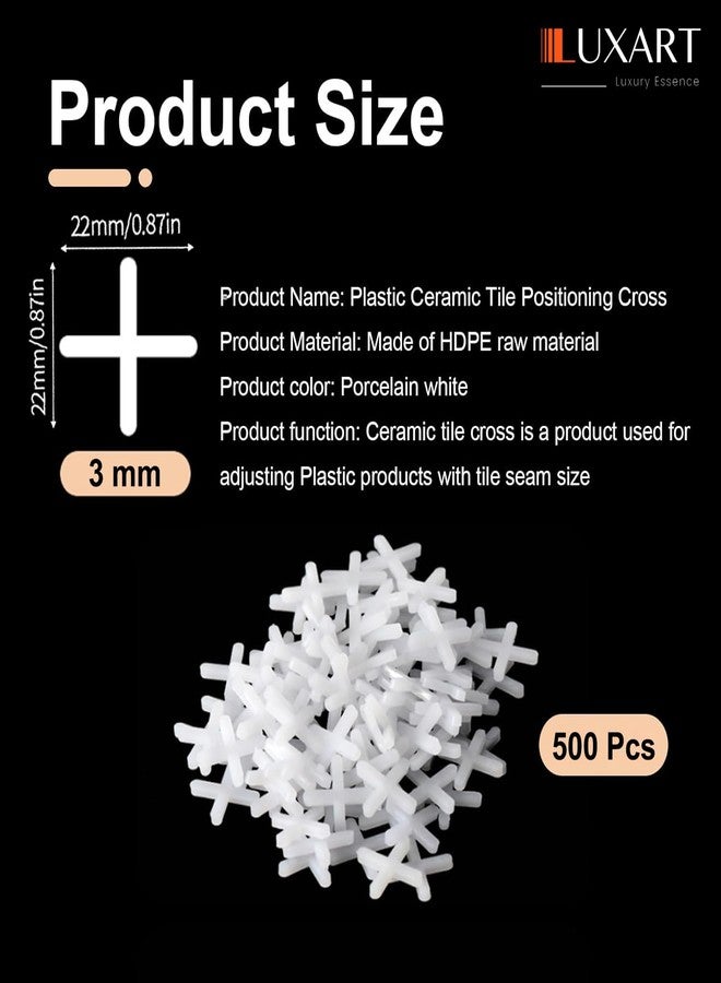 LUXART Tile Spacer Set 500 PCS 3mm Reusable Tile Spacers for Professional Floor and Wall Installation Even Spacing and Seamless Grout Lines |High-Strength Leveler Spacers for Tile Alignment - Image 3